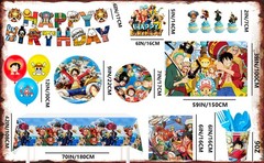 112 Pcs One Piece Party Decorations and Tableware Set Backdrop Plates Banner
