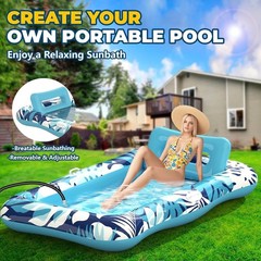 65″ Thicken PVC Inflatable Lounge Pool Float Heavy Duty For Adults River Tanning