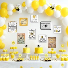 Charming 9PCS Bumble Bee Decorations for Happy Bee Day – High-Quality Cardboard