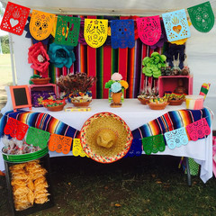 2 Pieces Mexican Party Decorations Papel Picado Banners, Felt Day of the Dead Co