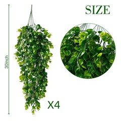 Sggvecsy 4 Pack Artificial Hanging Plants Fake Plant Faux 4Pcs, Green