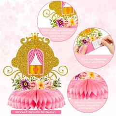 12pcs Floral Princess Party Honeycomb Centerpieces Princess Theme Party Decorati