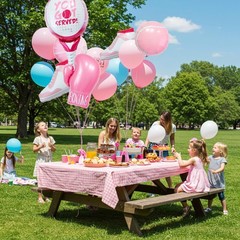 Pink Sports Balloons Set – 7 Pcs Basketball, Sneakers, Tennis, Boxing Foil Ba…