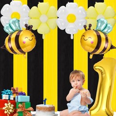 Happy 1st Bee Day Decorations Daisy Bee Balloons So Sweet to Bee One Bumble B…