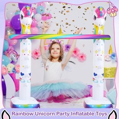 63″ Unicorn Inflatable Limbo Game for Kids Adults – Fun Rainbow Blow-up Unico…