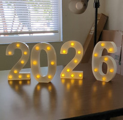 2026 Lighted Marquee Numbers Tabletop Sign New Year, White Plastic