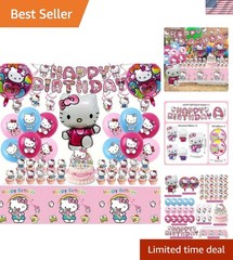 48Pcs – Kitty Birthday Party Decorations Set, with Banner, Balloons, Cake Top…