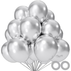 110pcs Metallic silver Balloons, Metallic silver Latex Balloons 12 inch, silv…