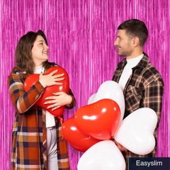 Rose Red Foil Curtain Streamer 2 Pack Party Backdrop Valentine’s