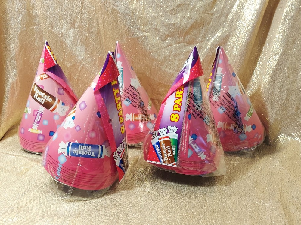 Vintage Tootsie Roll Party Decorations, 5 Packs Party Hats, Classic Candy