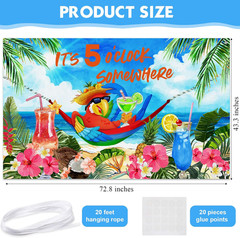 It’S 5 O’ Clock Somewhere Summer Backdrop Tropical Parrot Banner Beach Hawaii De