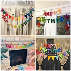 4PCS Pre-Strung Happy Birthday Banner – Felt Garland, Rainbow