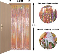 2pcs 3.2×8.2′ Foil Fringe Backdrop, Tinsel Foil Fringe Curtains – Sparkle Fringe