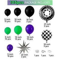 Monster Jam Decoracion De Cumpleaños Globos Morados Negros y Verdes Para Niños