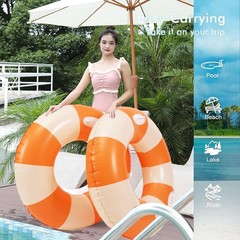 2PCS XL Striped Beach Inflatable 45″ Pool Floats for Adult Bachelorette Swim …