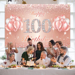 Happy 100Th Birthday Banner Backdrop – 100 Birthday Party Decorations Supplies f