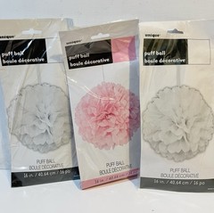 Pink and White Party Decor Paper Puffs Garland Pink Balloons Party Decorations
