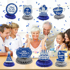 8Pcs Blue Retirement Decorations Navy Blue Silver Happy Retirement Table Honeyco