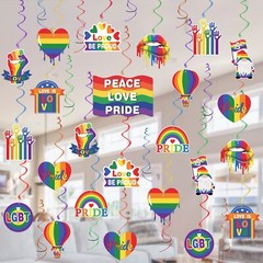 Gay Pride Hanging Swirls Decorations 35 Pcs Love is Love LGBT Rainbow Decor