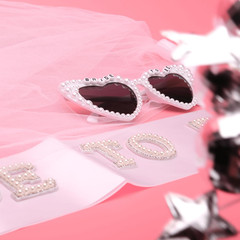 Bachelorette Party Bride to Be Decorations – 3 PCS | Pearl Sash, White Heart Sun