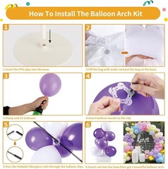 Balloon Arch Kit, 8ft Tall & 9ft Wide Adjustable Balloon Arch Frame Stand wit…