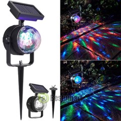Solar Laser Lamp RGB LED Projector Lights 360° Rotating Party Xmas Decor Lamp