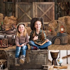 Western Backdrop 10x8ft Cowboy Party Decorations Wild West Country Farm Barn