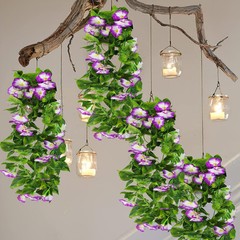 CISDUEO 2 Pcs Artificial Vines Silk Morning Glory for Outdoor Purple