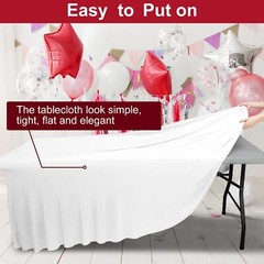 Thick 2 in 1 Spandex Table Skirt and 6Ft (Fits for 72″L x 30″W Table), White