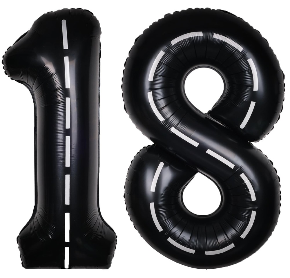 Race Car 40Inch Black 18 Balloon Number Large Helium Race Track 0-9 Giant Dig…