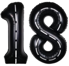 Race Car 40Inch Black 18 Balloon Number Large Helium Race Track 0-9 Giant Dig…