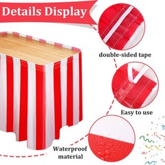 Carnival Theme Party Decorations, Carnival Table Skirts Red and White Striped Ta