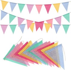 48 Pcs Colorful Pennant Banner Flag,52ft Rainbow Triangle Banners for Outdoor…