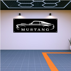 Mustang Race Car Decorative Banner (71″ x 47″) – Garage & Man Cave Decor