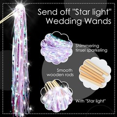 Simgoing 24 Pcs Lighted Wedding Wands LED Tinsel Light up Purple