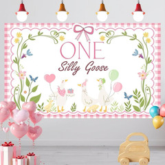 Silly Goose Birthday Decor, 70×43 Inch Backdrop for Baby Shower and Party