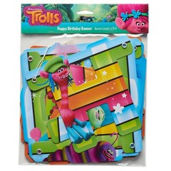 Trolls Birthday Party Decoration Banner by American Greetings, Measures 6.59 ft.