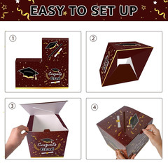 Graduation Decorations 2026 Maroon Graduation Card Box Graduation Party Decorati