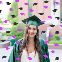 Purple and Black Graduation Cap Confetti 2026, Class of 2026 Table Centerpiece G
