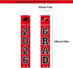 Class of 2026 Graduation Decorations – Durable Red & Black Banners for All Grads