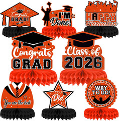 8 Pieces Class of 2026 Graduation Table Decorations – 2026 Congrats Grad Honeyco