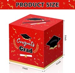 2026 Graduation Card Box – Large Red Foldable Party Decorations & Gifts