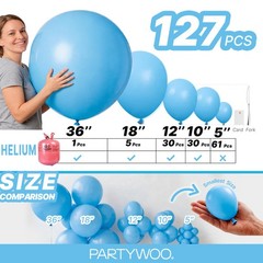 Light Blue Balloons 127pcs Different Sizes Pack of 36 18 12 10 5 Inch Baby Pa…