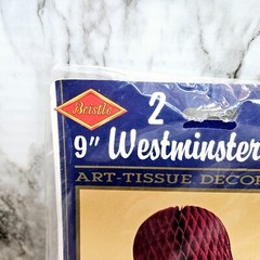 9″ Westminster Bells Art Tissue Decoration Burgundy Vintage USA Made 4 Total
