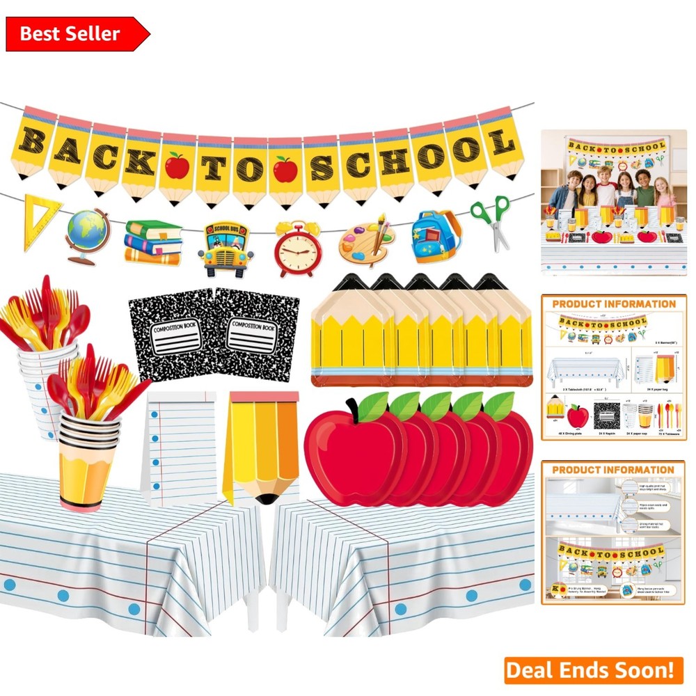Back To School Party Decorations Set for 24 Guests, 195 Pieces, Classroom-Cut…