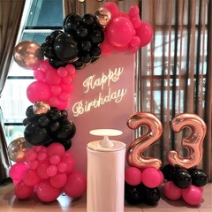 Pink and Black Balloon Arch Kit, 115Pcs Pastel Hot Pink Black White with Expl…