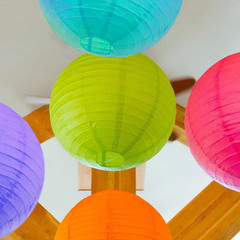 10 In. round Multi Color Paper Lanterns (5-Count)