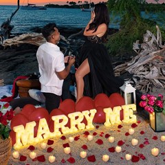 Romantic Proposal Set with Light Up Letters and Rose Petals