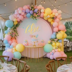 Patimate Pastel Balloons Set, 50 pcs 12 inch Rainbow Multicolor Pink Purple