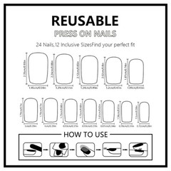 French Tip Press on Nails Square False Nails with Maple Leaf Artificial Nail